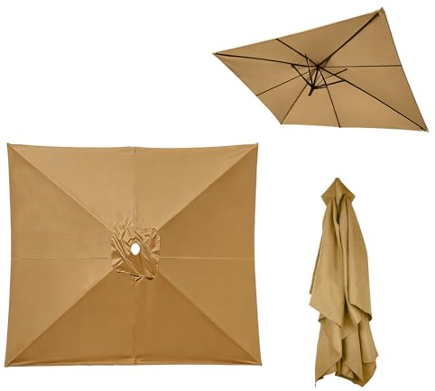 WMYYLX Housse de rechange pour parasol de 3 m carré avec 6 baleines, auvent de rechange pour parasol de jardin UV, 3 x 3 m (diamètre 4,24 m), pour jardins, balcons, piscines et plages