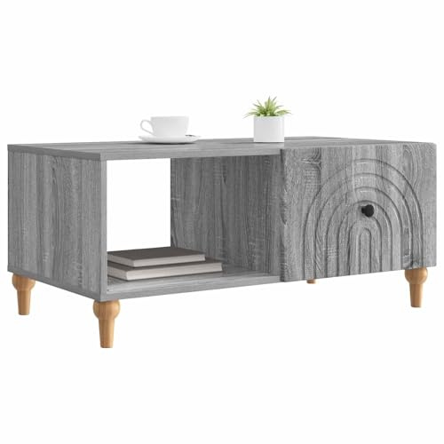 vidaXL Couchtisch Graues Sonoma 90 x 50 x 40 cm Holzwerkstoff, Modernes Wohnzimmertisch, Vintage-Look, multifunktional, viel Stauraum, toller Mittelpunkt, vielseitige Deko