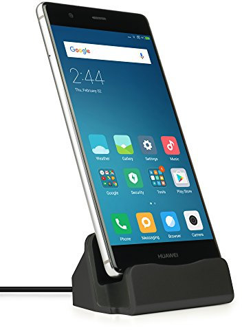 MyGadget Stazione Ricarica USB C & Cavo 1m - Caricatore Docking Station compatibile con Galaxy S24 S23 S22 Note 20 10 Huawei P50 P40 - Nero