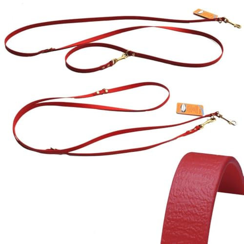 bio-leine Verstellbare robuste Hundeleine aus BioThane I Leine Doppelleine für große Hunde - 2,5 m lang | Rot | 25 mm breit