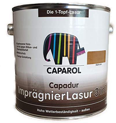 Caparol Capadur ImprägnierLasur 3 in 1 gegen Fäulniss und Bläue Größe 2,5 LTR, Farbe walnuss