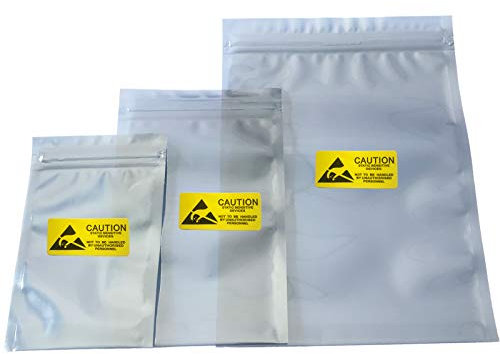 Daarcin Anti Static Bags,ESD Bags,100pcs Mixed Sizes Antistatic Resealable Bag for 3.5 Hard Drive, 2.5 Solid State Drive with Labels, ESD Shielding Bag for Varieties of Electronic Device