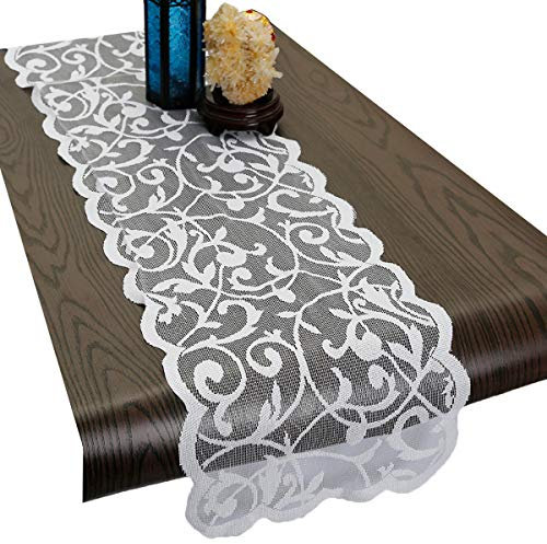 mookaitedecor Lace Tischläufer für Küche, rechteckige Tischdecke Tischdekoration Tuch für Party, 33 x 180 cm
