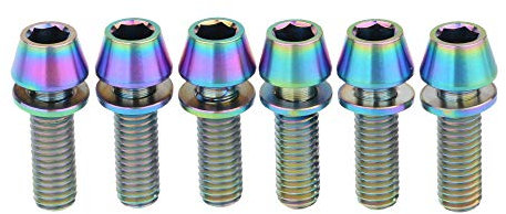 Ruifu M5 Titanium Gr5 - Tornillos cónicos para freno de disco fijos (6 unidades, 5 x 16 mm)