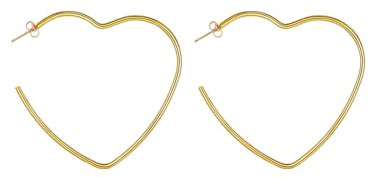 FOCALOOK Ohrringe Herzcreolen Vergoldet Creolen Edelstahl Damen Open Hoop Earrings Außendurchmesser 60mm Ohrringe Herzen Accessoire Modeschmuck für Geburtstag