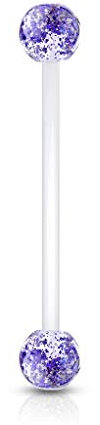 Lovepiercing Piercing Nombril Grossesse Paillettes Bébé Maternité Longue Barre Acrylique Retainer Bioflex Grazia Bleu