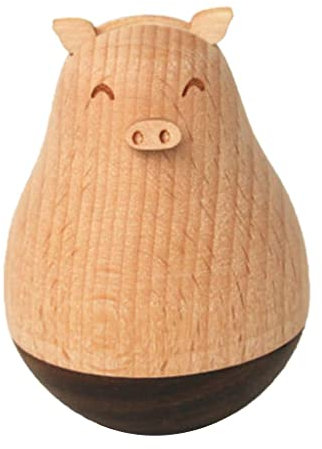 SM SunniMix Holz Wackelpuppe Spielzeug Schreibtisch Tischdeko, Schwein