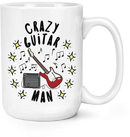 Tasse mit Aufschrift „Crazy Guitar Man Stars“, 425 ml