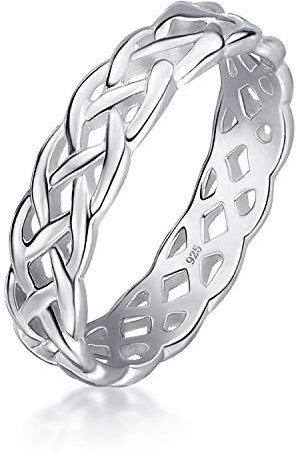 Amberta Damen Ring aus Sterling Silber Keltisches Knoten Design Spiraler Flechtring: Innen Umfang - Größe 57.6 mm