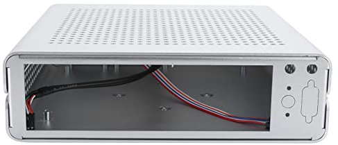 Case per computer fai-da-te con chassis HTPC, alimentatore DC-ATX interamente in alluminio Case Mini-ITX per computer desktop(Bianco e USB2.0)