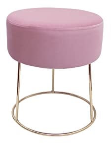 ECHTWERK runder Sitzhocker Marilyn, Polsterhocker aus Samtstoff, Schminkhocker mit Metallbeinen in Gold, Hocker geeignet für Schlaf- und Wohnzimmer, Fußhocker bis 150 kg belastbar, rosa