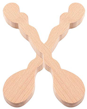 GORGECRAFT 2pcs Wood Carving Spoon Blank Beech Wood Wave Handle Shape Spoon Unfinished Wooden Craft Kit for Whittler Starter