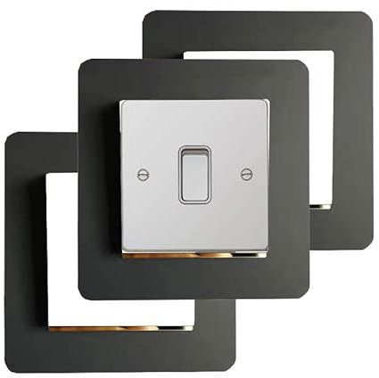 3 Count Acrylic Single Luxury Simple Modern Light Switch Surround Socket Switch Sticker Cover Solid Color - Dark Grey