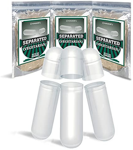 WANANFU Separated Empty Capsules Size 00 Vegetarian (200 Count), Compatible with Capsule Filling Machine 00