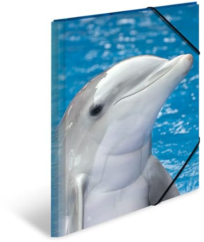 HERMA Sammelmappen A3 Delfine Set, 3 Stück, Kinder Eckspanner-Mappen aus Kunststoff mit Tier Motiv, Gummizug, Innenklappen und Innendruck für Jungen und Mädchen