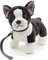 Uni-Toys - Französische Bulldogge (schwarz-weiß) mit Leine - 25 cm (Länge) - Plüsch-Hund - Plüschtier, Kuscheltier