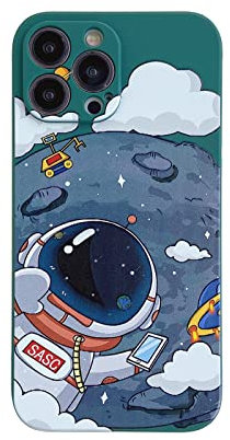 Yonds Queen for iPhone 11 Pro Max Cute Case, Cool Cartoon Astronaut Planet Moon Space Design Stylish Soft TPU Bumper Shockproof Anti-Slip Protector Case (iPhone 11 Pro Max, Vert Moon)