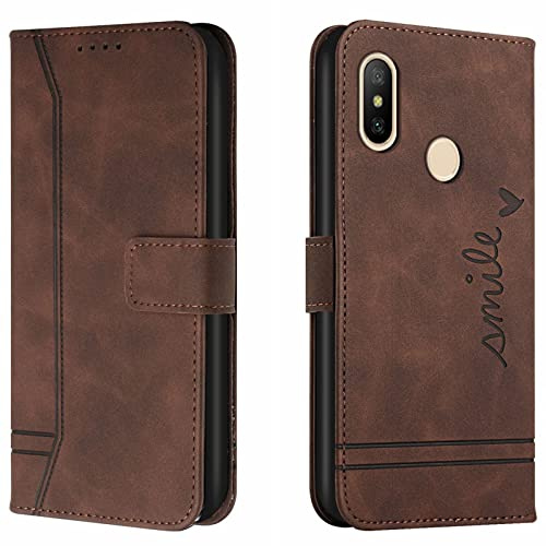 Lihondar Funda para Xiaomi Mi 6X / Mi A2, Premium PU Cuero Billetera Tapa Flip Protectora Carcasa Libro Case Magnético con Tapa y Ranura para Tarjetas Piel Cartera para Xiaomi Mi 6X / Mi A2 (Braun)