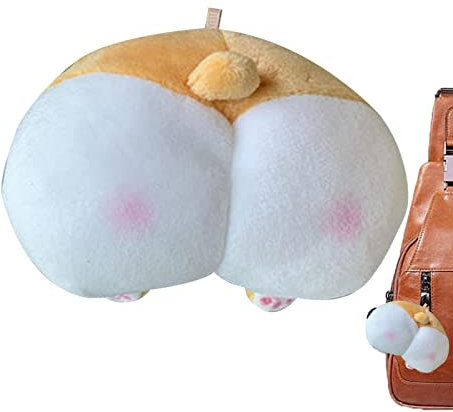 Lecerrot Porte-clés Corgi Butt en peluche avec pendentif en petit chien mignon imprimé en peluche