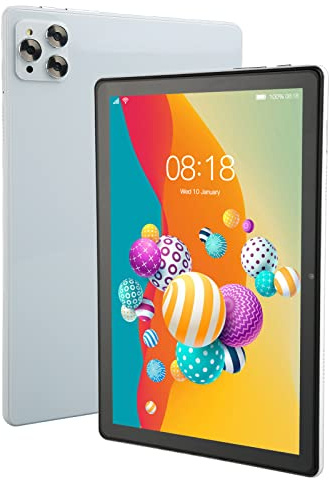 Jectse 10 Zoll Tablet, 6 GB RAM 128 GB ROM 10 Core Calling Tablet PC, 2,4 G 5 G Dual Band WiFi Typ C, IPS HD Display, 8800 MAh Akku, 8 MP 20 MP Dual Kameras FüR Android 11, Weiß