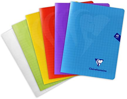 Clairefontaine 303751C - Packung mit 10 Heften Mimesys 17x22cm 24 Blatt, französische Lineatur, PP Einband, farbig sortiert, 1 Pack