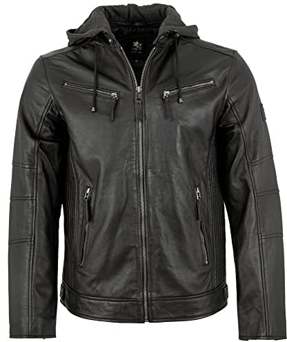 Otto Kern - Herren Echtleder Lederjacke Kapuze Lammnappa schwarz Größe 48