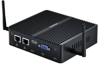 FANPEEC Mini Lüfterloser PC Celeron J4125, 16GB DDR4 RAM 128GB SSD, Mini Desktop Computer 2 LAN Ports, 2 RS232 COM, 4K HD+VGA, 2 USB2.0, 2 USB3.0, Micro PC für Industrie, Support Linux/Win 10