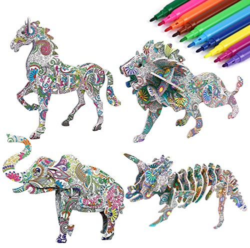 OSDUE 3D Puzzle Färbung Bastelset, Mädchen Spielzeug Geschenk 6 7 8 9 10 Jahre Kinder, Kunst Kits Mädchen Alter 6-12, Geburtstagsgeschenke Weihnachten Neujahrsgeschenke für Mädchen und Jungen