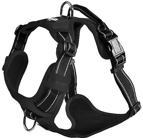 Bobby Rando Walk - Harnais pour Chien, Moyen Petit Grand en Nylon, Sûr, Confortable, Réfléchissant, Ajustable, Noir, L/46-70x2,5 CM