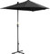 Outsunny 2m Half Parasol Market Umbrella Garden Balcony Parasol with Crank Handle, Cross Base, Double-Sided Canopy, Black