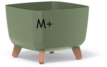 MELTOM Macetero con patas insertado para flores, maceta cuadrada, 29 x 29 x 22 cm (verde)