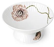 Kähler Design Hammershøi Poppy Schale aus Porzellan mit Mohnblumen Aquarellmalerei, 16x8 cm, 692266, Weiß