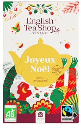 English Tea Shop - Joyeux Noël - Assortiment thés et infusions de Noël - 20 sachets de thés bio issus du commerce équitable - Idée cadeau Noël, 1 Unité (Lot de 1)
