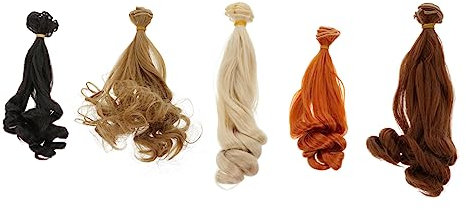 COHEALI 5st Puppe Perücke Lange Glatte Haarsträhnen Puppe DIY Haar Puppenhaarperücke Puppen Haarverlängerung Glatte Puppenhaar Lockige Puppenhaare Hochtemperaturdraht Bastelbedarf Locken
