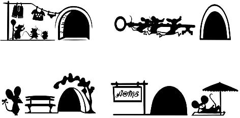 PLIGREAT 6 Stück Niedliche 3D Maus Loch Wandtattoos für Spielzimmer Wohnzimmer Schlafzimmer Keller Wanddekoration Abnehmbare Vinyl Wandaufkleber Gemietetes Haus Wohnung Innenwand Kunst Dekoration