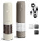 TLYSXPRO Electric Salt and Pepper Grinder Set, USB Rechargeable, Automatic Salt and Pepper Mill Grinder with Adjustable Coarseness, LED Light, Refillable (2 Packs, Greige&Buttercream)