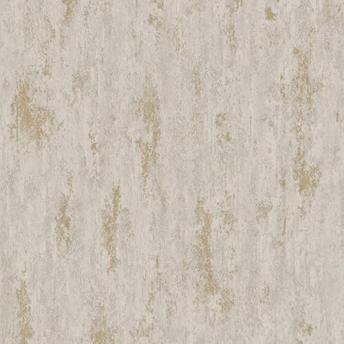 Urban Texture Taupe Wallpaper - Metallic Gold Effect Industrial Rustic - Modern Contemporary Paste The Wall