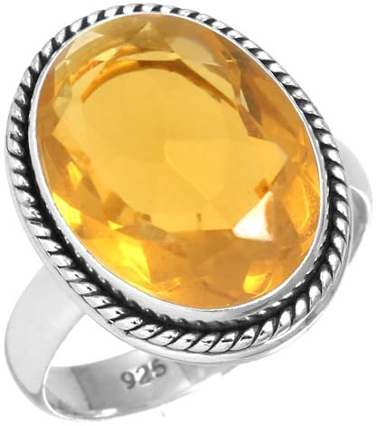 Citrin Quarz Ring 925 Sterling Silber Handgemacht Schmuck Größe 59 (18.8) (99041_CIT_R10)