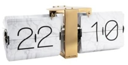 Karlsson Flip Clock No Case Marble White, Gold Stand