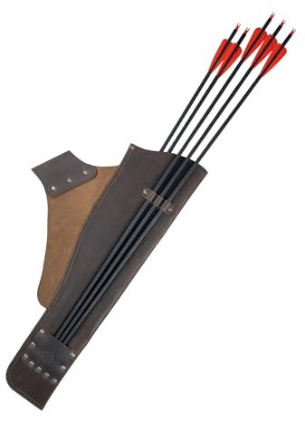 Valhalla Gear, Bogenschießen-Hüftköcher mit Handyschlitz, Bogenjagd, Sport, Zieltraining, Vollnarbenledertasche, handgefertigter Pfeilhalter für Zielschießen, Bourbon-Braun