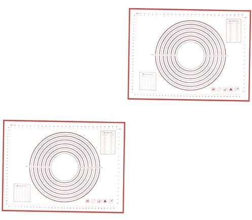 BESTonZON 2pcs Silicone Oven Mat Silicone Dough Mat Oven Protector Mat Silicone Oven Liners Toaster Strudel Silicone Rolling Mat Baking Mat with Measurements Non-Slip Silicone Pad