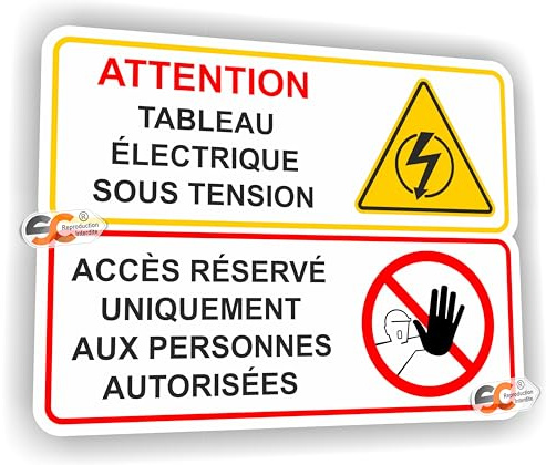 SC ® - Sticker/Autocollant - Tableau Electrique - Danger Accès réservé aux personnes autorisées - Fabrication Française (Largeur 20 cm/Hauteur 15 cm)
