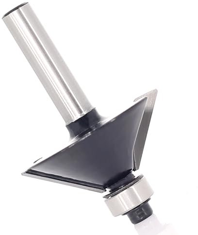 Akylin Broca de fresadora biselada de 1/4 pulgadas, diámetro de corte de 1-3/16 pulgadas, ranura en V de 45 grados, broca de fresadora biselada de carburo, broca biselada, perfecta para bordes en