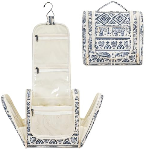 Narwey Trousse de Toilette Grande Sac de Toilette à Suspendre Trousse Maquillage Femme Organisateurs de Toilettes Trousse Toilette (Éléphant)