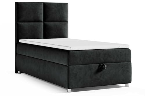 Best For Home Trinity K2 Boxspringbett Single Bonellfederkern | Boxspringbett mit Matratze und Topper | Boxspringbett 80x200 mit Bettkasten| Einzelbett | Polsterbett - Lieferung an die Bordsteinkante
