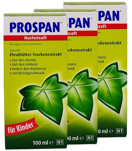 Prospan Hustensaft - Für Kinder I löst Husten und Schleim I lindert den Hustenreiz I Pflanzlich mit Efeu I Kirschgeschmack I im Sparset mit Pharma Perle give-away (Prospan Hustensaft 3 x 100ml)