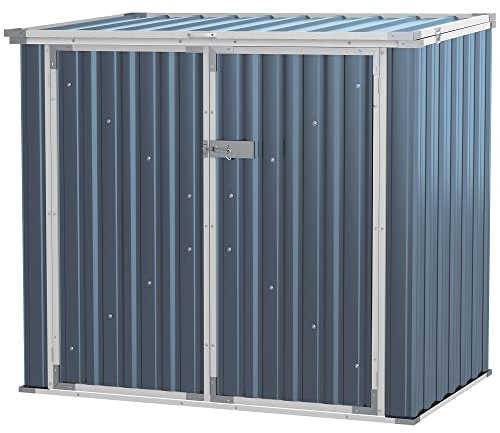 Outsunny 5ft x 3ft 2-Bin Garden Storage Shed, Double Rubbish Metal Storage Shed, Hideaway Dustbin with Locking Doors and Openable Lid, Grey
