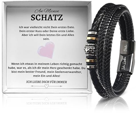 Ahnona Geschenke Für Männer - Ich Liebe Dich Geschenk, Lederarmband Herren, Für Freund, Geburtstagsgeschenk, Mit Gravur