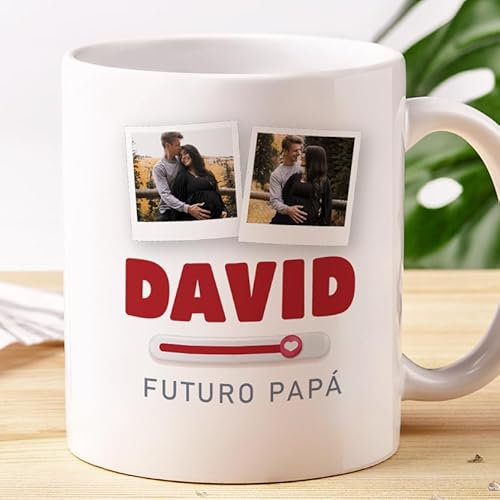 Transparent Gift Taza Personalizada Futuro Papá. Regalo Personalizado Día del Padre. Tazas Personalizadas con Foto Cerámica. Regalos Originales para Hombre. Regalos Personalizados con Foto para Padres