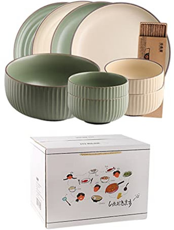 CRBUDY Speiseteller-Geschirr, Keramik-Besteckset für Suppe, Salat, Reis, Süßigkeiten, für Mikrowelle, Ofen und Spülmaschine, Weihnachts- und Hochzeitsgeschenke für Freunde